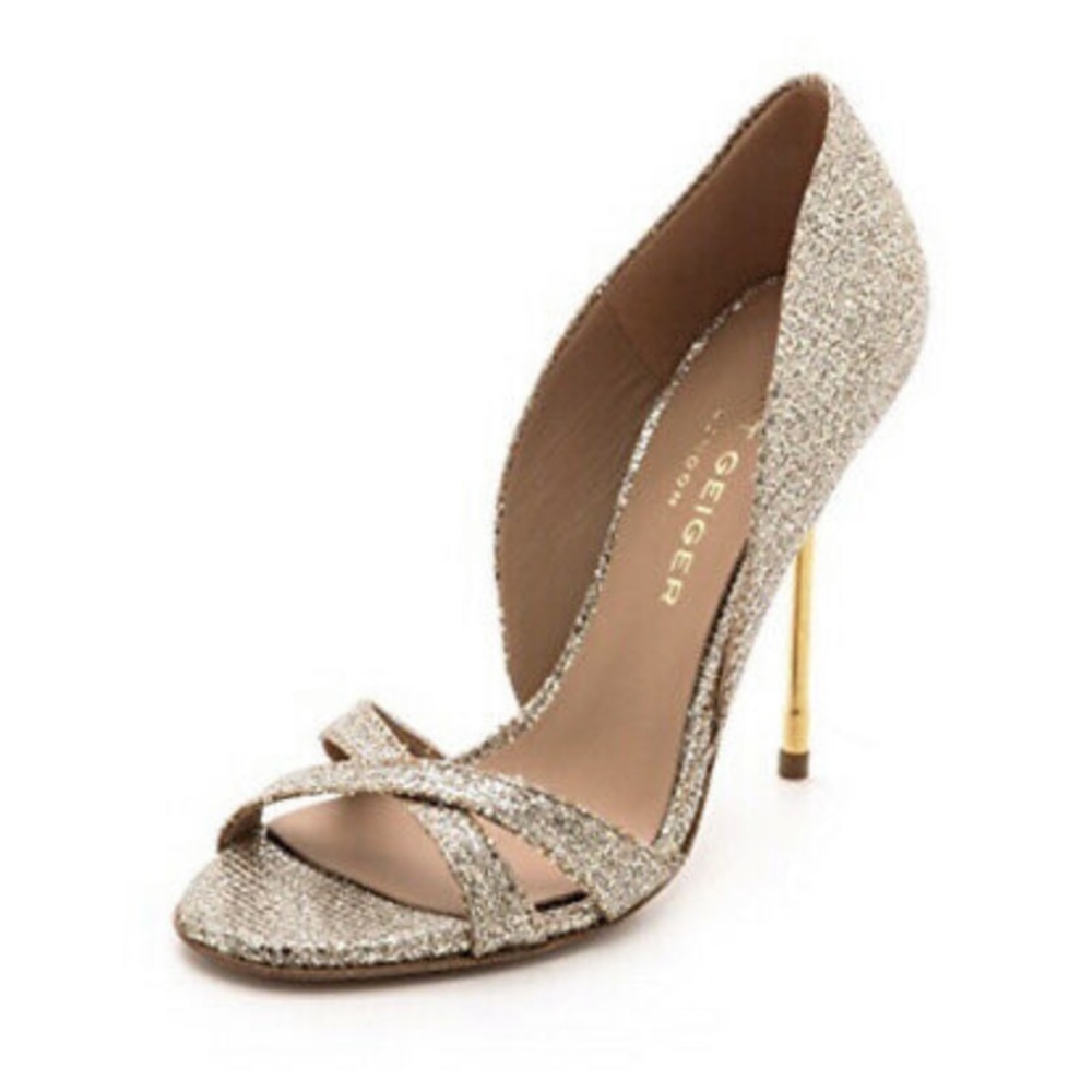 Kurt Geiger Beverly Glittering d’Orsay Heels 37 Gold New